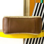 Saint Laurent Le 5 A 7 Supple Small In Raffia And Leather Coffee